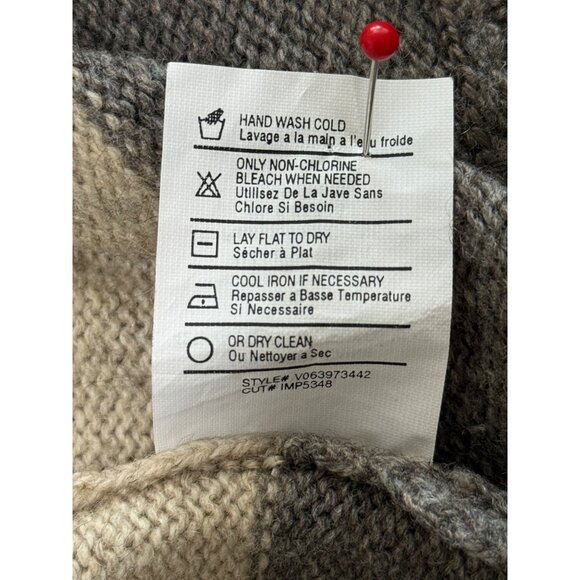 Vince Striped Sweater Wool Yak Hair Sweater Tunic Gray Cream Women Size S - Picture 8 of 8